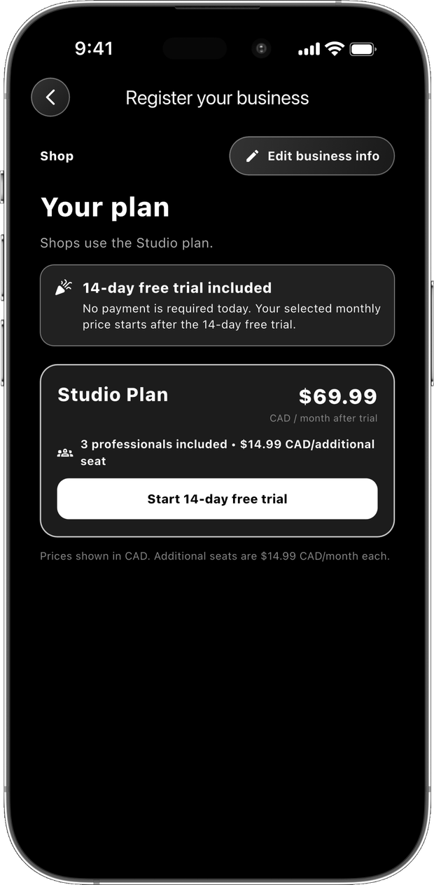 Your plan with the 14-day free trial